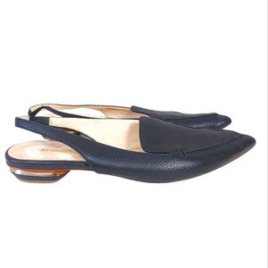 Nicholas Kirkwood Black Leather Beya Slingback Flats Size 40 EU Pointed Toe Mule